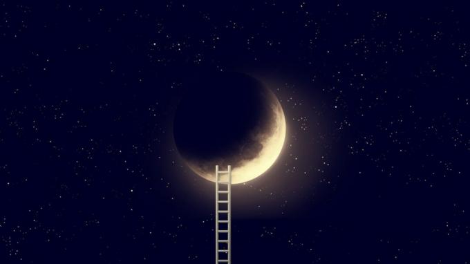 Ciel nocturne avec lune et échelle à degrés. Éléments de cette image fournie par la NASA