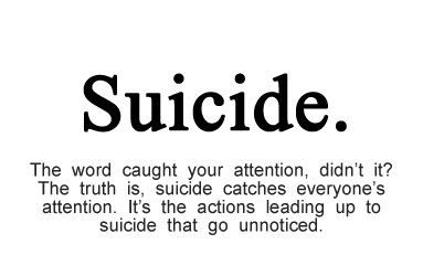 On pense que le suicide et l'égoïsme vont de pair. Mais la maladie mentale incombe aux gens, leur faisant penser que le suicide est une option. Le suicide n'est pas égoïste. Lis ça.